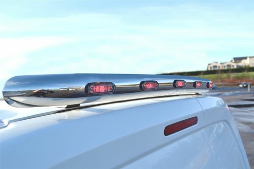 Stainless Rear Roof Bar + Red LEDs To Fit Volkswagen Transporter T6 2015 - 2019 - Picture 1 of 10