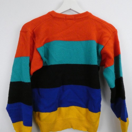 Izod Lacoste Sweater Youth S (8-10) Striped Rainbow Retro Crewneck VINTAGE 80s - Picture 7 of 10