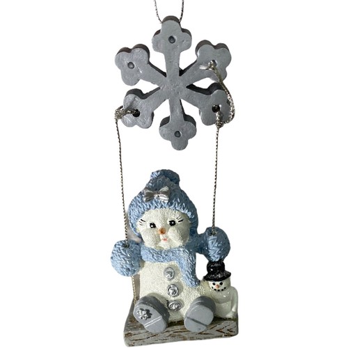 Snow Buddies Ornaments Sb Powder Puff Swinging pupazzo di neve 2001 #94623 nuovo - Foto 3 di 6