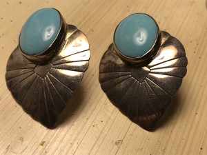 Sterling-amp-Turquoise-Post-Earrings-Marked-Native-American