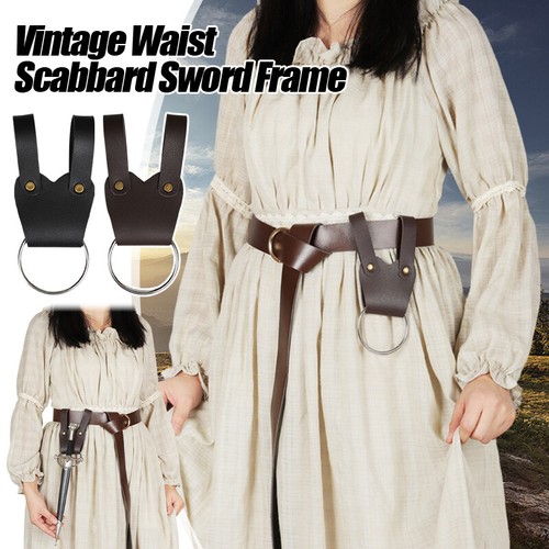 Medieval Cosplay Sword Belt Waist Scabbard Sword Frame Larp Vintage Ring Prop - Picture 3 of 10