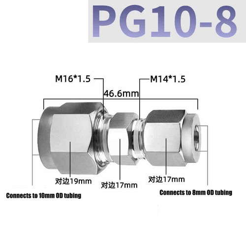 Compression Fittings A2 304 Stainless Steel Reducing Connector 6-4mm to 16-14mm - Picture 11 of 17