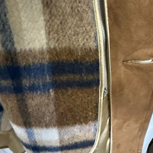 Giacca vintage R. Sherman uomo Rockabilly pelle scamosciata marrone taglia 46 bottoni con cintura - Foto 3 di 11