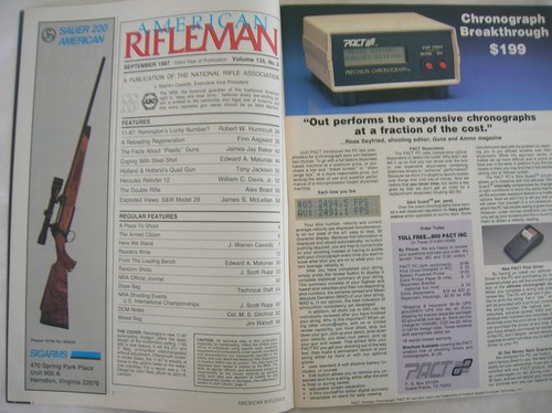 Vintage AMERICAN RIFLEMAN Magazine, SEPTEMBER 1987, Excellent Condition - Picture 3 of 4
