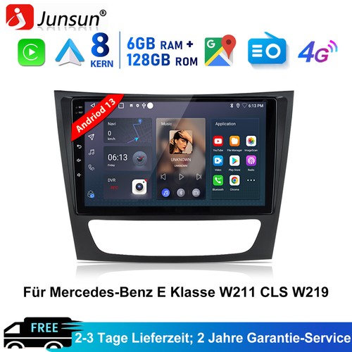 128GB Android14 DAB+ Autoradio Navi CarPlay Mercedes BENZ CLS/E-Klasse W211 W219 - Afbeelding 1 van 14