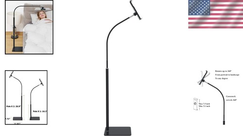 Premium Black Gooseneck Tablet Stand for 3.5" - 10.6" Devices - Ergonomic Design - Photo 2/9