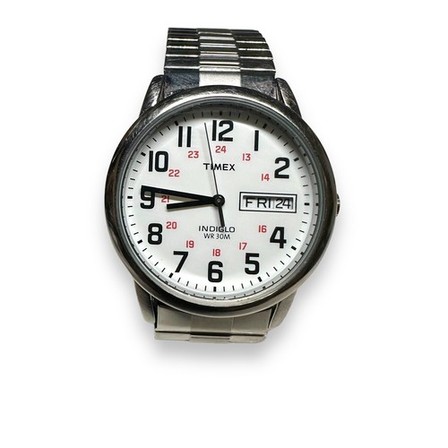 Timex Indiglo Date Quartz Watch CR2018 Cell Flexible Bracelet Band, New Batt - 第 4/6 張圖片