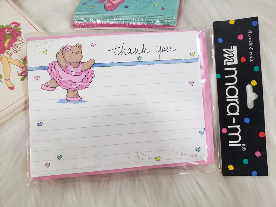 NEW Vintage Birthday Party Invitation LOT Ballerina Ballet Dance THANK YOU lot - Image 2 of 4