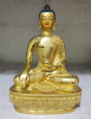 8.2" Buddhism old Handpainted bronze Statues gilt Buddha Bodhisattva Sakyamuni - Picture 7 of 7