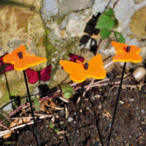 Glowing Garden Butterfy Stakes 3x Small Garden Decor Onaments Design Accessory - Picture 26 of 35