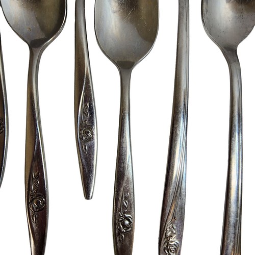 Vtg Oneida Oneidacraft Deluxe Stainless Lasting Rose Flatware Silverware 42 Pcs - Picture 3 of 13