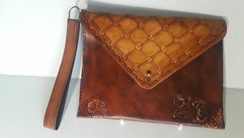 PURSE- ENVELOPE PURSE is Hand Made-Hand tooled-Hand stitched -Made in America - Picture 9 of 11