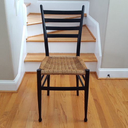 Vintage Midcentury Gio Ponti Style Rope Chair Black Frame Made In Italy? Classic - Picture 6 of 24