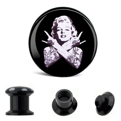 Pair Sugar Skull Marilyn Monroe ACRYLIC SCREW EAR GAUGES PLUGS-STRETCHING 3991 Pair Sugar Skull Marilyn Monroe ACRYLIC SCREW EAR GAUGES PLUGS-STRETCHING 3991