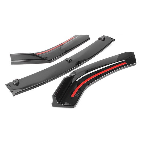 3pcs Glossy Black Front Bumper Cover Lip Spoiler For Honda Civic 2016-2019 17 18 - Picture 3 of 8