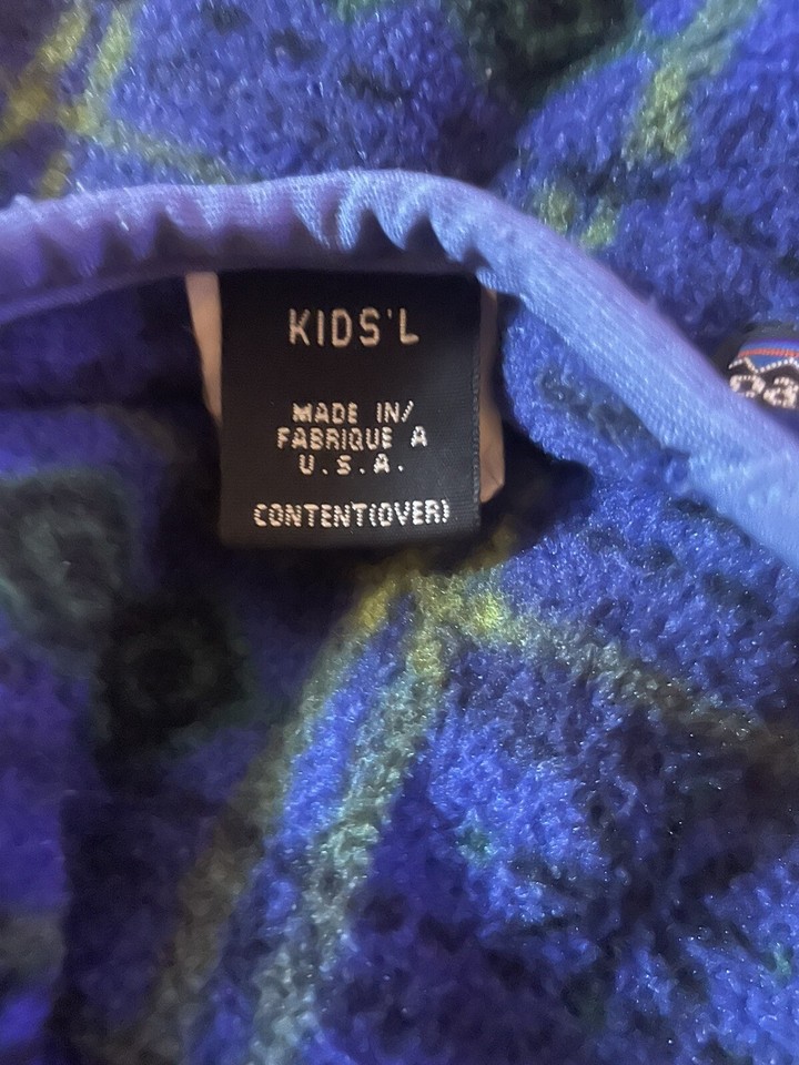 Vintage Patagonia Balaclava Ski Mask Blue Fleece Kids Size Large Nice