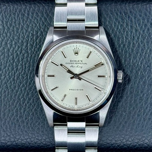Rolex Air-King SS Silver Index Dial Smooth Bezel Oyster Band 34mm 14000