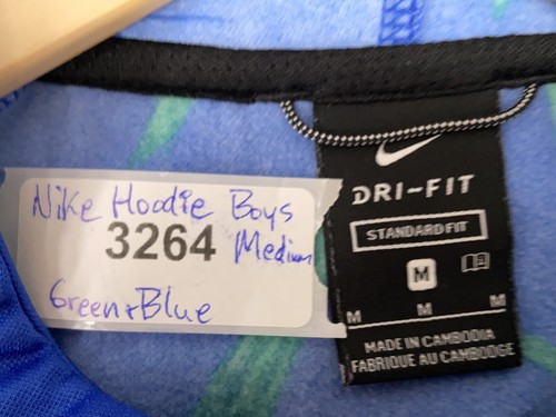 Nike Hoodie YOUTH BOYS M Green Blue Dri-Fit 2 Sided LOGO Fleece Lined Training - Picture 6 of 17