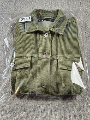 ZARA Womens XS Gilet Corduroy Vest Olive Green Oversize - Picture 7 of 7