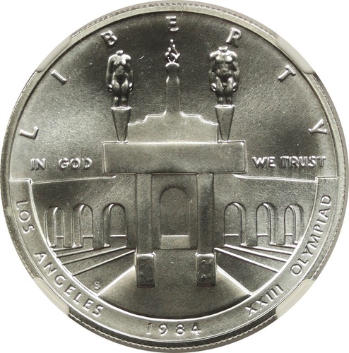 1984-S Olympics $1 NGC PF 69 Ultra Cameo Modern Commemorative Silver Dollar - Picture 3 of 4