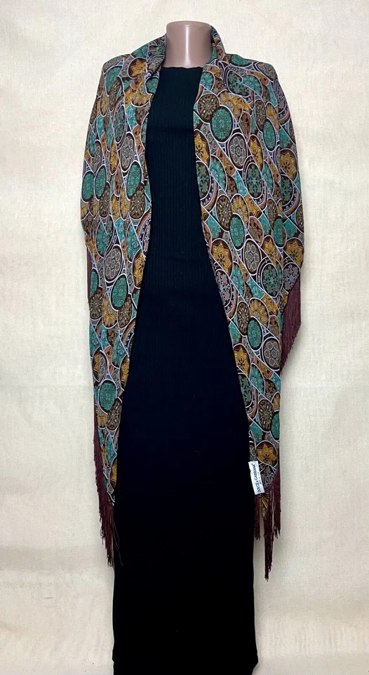 RARO Dolce & Gabbana Triángulo Estola Flecos Barroco Chal Bufanda Foto 3 de 4