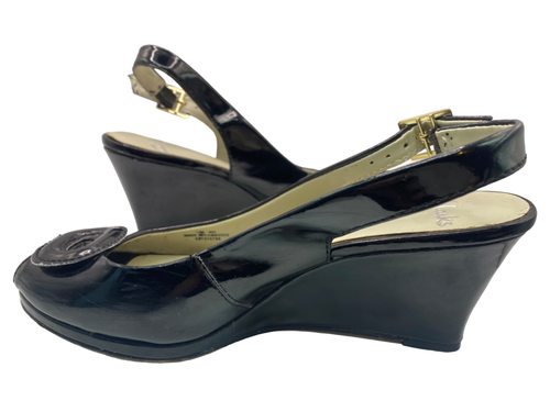 Clarks Sissy Bahama schwarze Schuhe Lackleder Slingback Keilabsatz UK 5 D - Bild 3 von 23