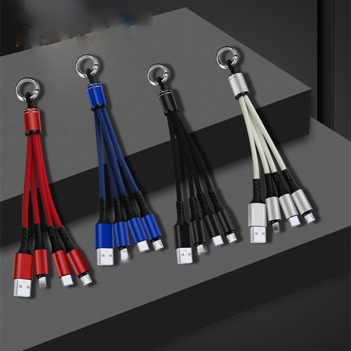 Phone Type-C Micro USB Cable Fast Charging iOS 3 in 1 3A Keychain USB Charger - Picture 7 of 20