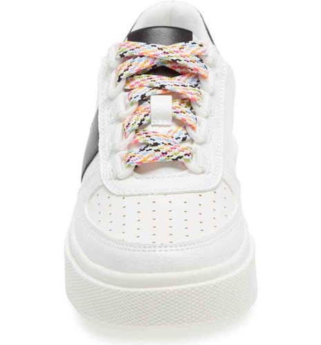 Steve Madden Eager Black Multi Lace Up Rounded Close Toe Fashion Low Top Sneaker - Picture 2 of 6