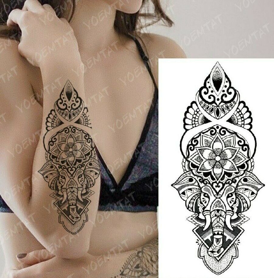 Elephant God Mandala Tattoo Fake Press Sticker Women Mens | eBay Elephant God Mandala Tattoo Fake Press Sticker Women Mens | eBay