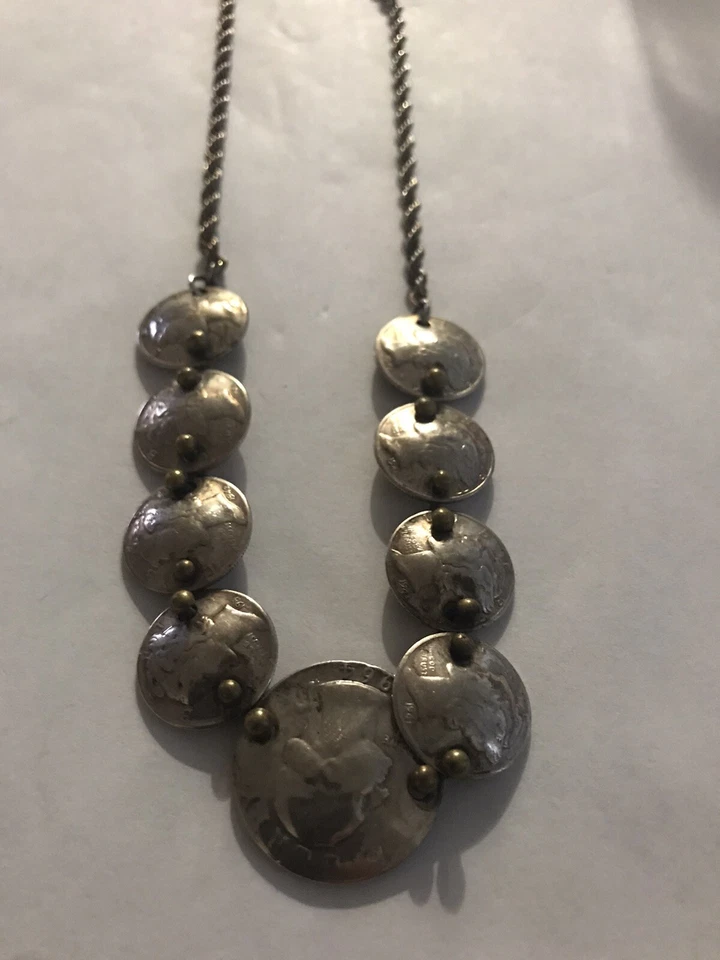 Collar moneda antigua plata 1 cuarto y 8 centavos Foto 2 de 4