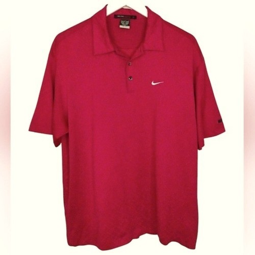 Tiger Woods Red Nike Short Sleeve Polo Shirt size Large Dri-Fit - Picture 1 of 14