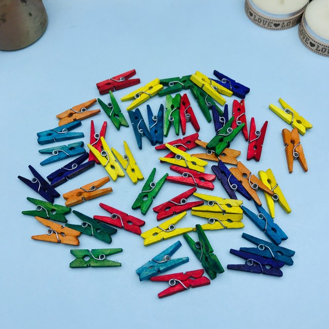 Coloured Mini Wooden Pegs 2.5cm x 50 Fab Colour Pegs Crafts Card Hangers Coloured Mini Wooden Pegs 2.5cm x 50 Fab Colour Pegs Crafts Card Hangers