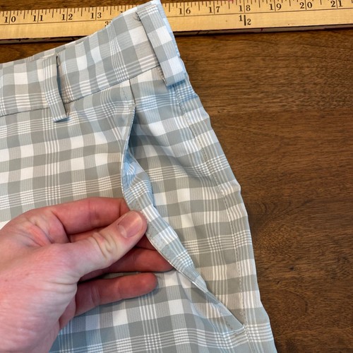 Nike Shorts Mens 32 Gray White Plaid Golf Bottoms Dri-Fit 11" Inseam Casual - 第 4/9 張圖片