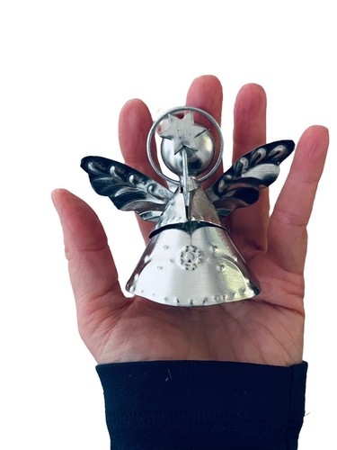 ANGEL ORNAMENTS Set (6) Tin Angels Holding Star Wand, Mexican Christmas - Picture 6 of 7