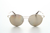 Prada Pr 62ss Zvn-1c0 Gold Frame Brown Lens Men Women Round Metal Sunglasses Prada Pr 62ss Zvn-1c0 Gold Frame Brown Lens Men Women Round Metal Sunglasses