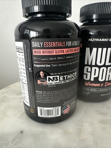 2 NutraBio MultiSport Women's Daily Multivitamin Mineral Supplement 120 Capsules - Picture 7 of 8