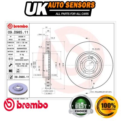 Fits Mercedes A-Class 2018- GLA 2020- + Other Models Brembo Front Brake Disc #1
