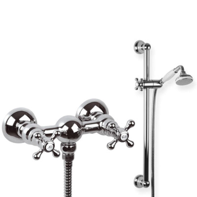 KFA Retro Zweigriff Duscharmatur Wandarmatur Brausearmatur mit Duschstange CHROM