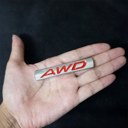 1x Chrome + 2x Silver Red AWD Metal Emblem Decal Sticker Badge 3D Speed Auto SUV - Picture 4 of 18