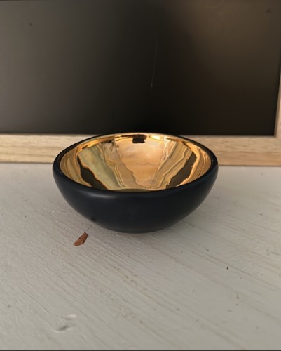 Susan Hanft 2023 Handmade Gold Ceramic Bowl and Spoon Set - Picture 3 of 12