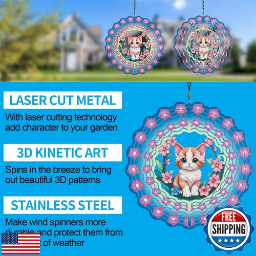 Metal Wind Spinners for Outdoor,Birthday Gifts for Women Mom Grandma, 12 Inch - Picture 4 of 5