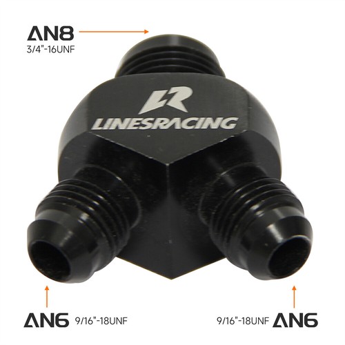 2PCS Aluminum Male Thread Y Block Fitting Coupler Adapter 6AN to 6AN to 8AN - Picture 6 of 9