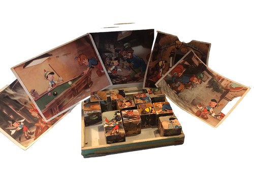 Vintage Rarität seltene 50’s 60’s Disney Pinocchio Multi Blöcke mit Bildern - Bild 2 von 10