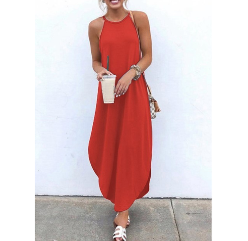 Women's Racerback Loose Sleeveless Maxi Dresses Casual Long Dresses - Picture 17 of 17
