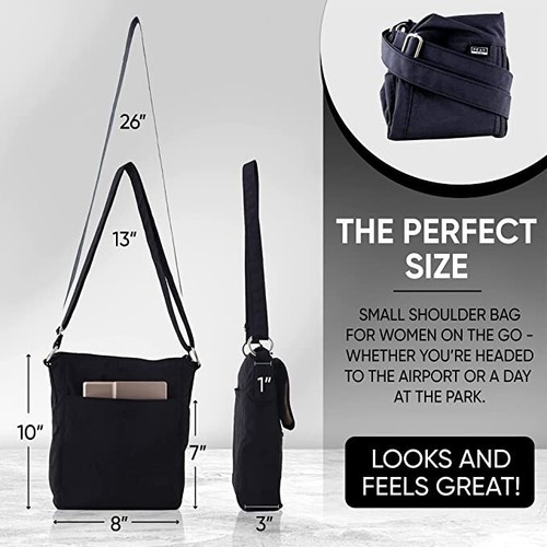 Nylon Crossbody Purse Hidden RFID Pocket Black Peak Gear NEW - Picture 8 of 10