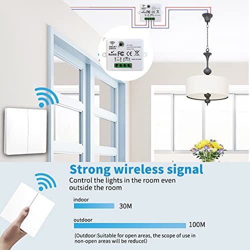RF433 Lot de 3 interrupteurs d'éclairage sans fil sans fil sans fil avec émetteu - Photo 3/7