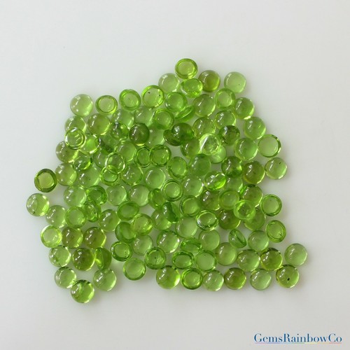 Natural Peridot Size 4mm and 5mm Round Cabochon Loose gemstone A Quality - Picture 4 of 8