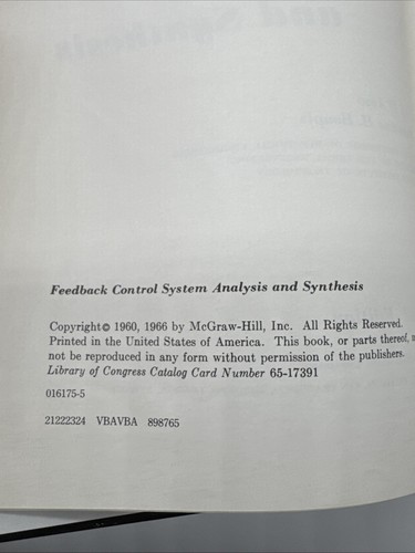 Feedback Control System Analysis and Synthesis By D'Azzo & Houpis HC 1966 - Picture 5 of 8