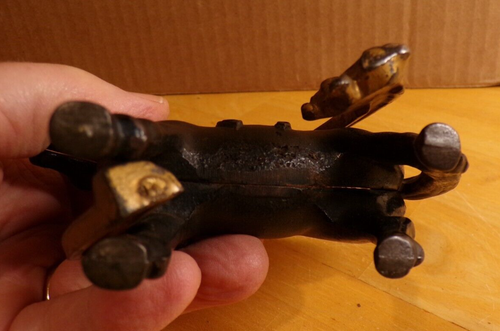 1908-32 Arcade Cast Iron Good Luck Buster Brown & Tige Dog Horseshoe Horse Bank - Picture 6 of 6