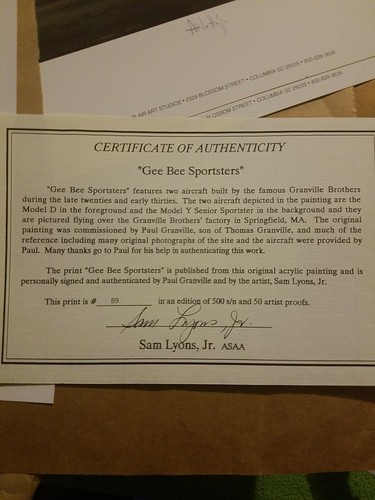 "Gee Bee Sportsters" by Sam Lyons JR #89/500 w/COA - Picture 4 of 4